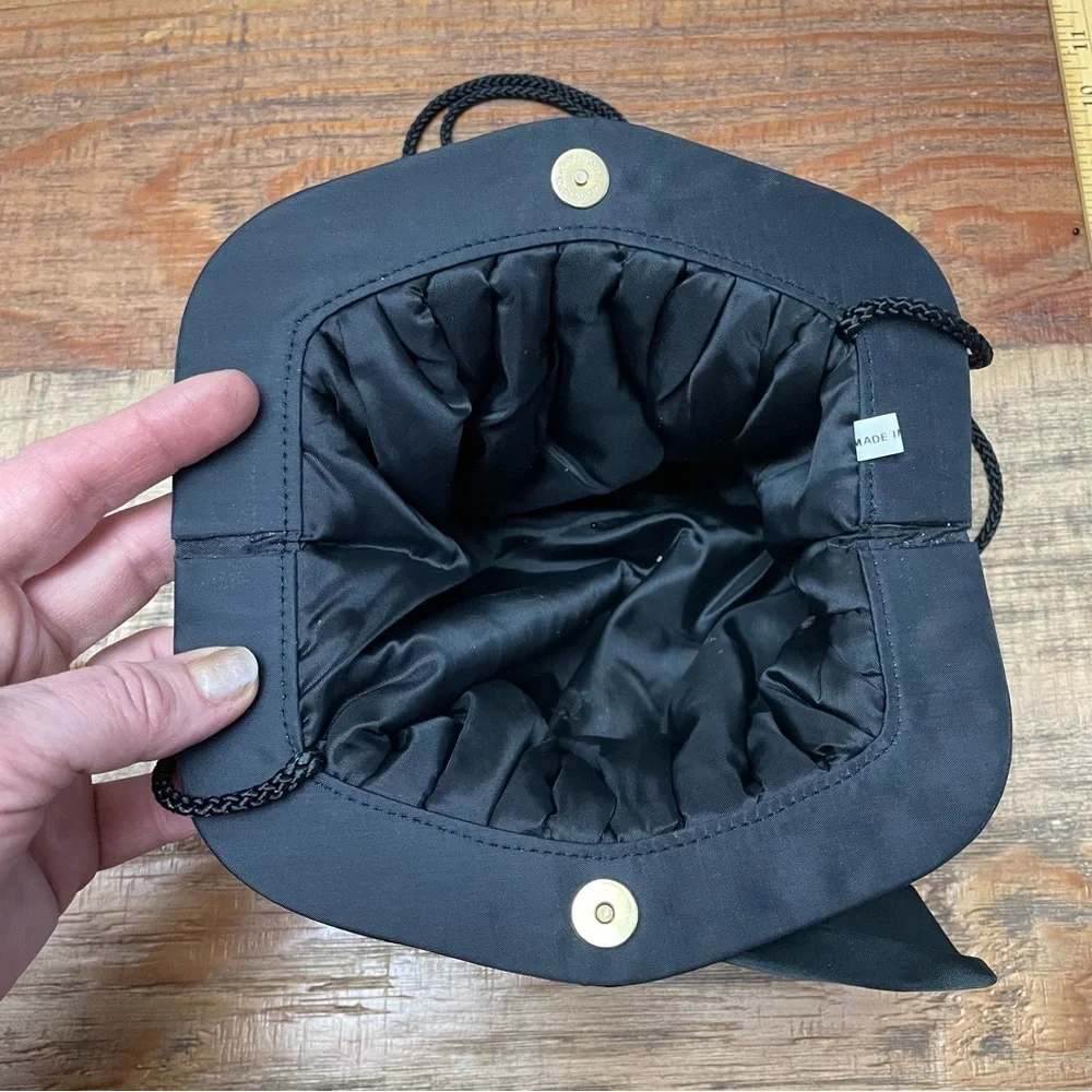 vintage inspired Elegant Black Velvet Bow Bag evening satin formal